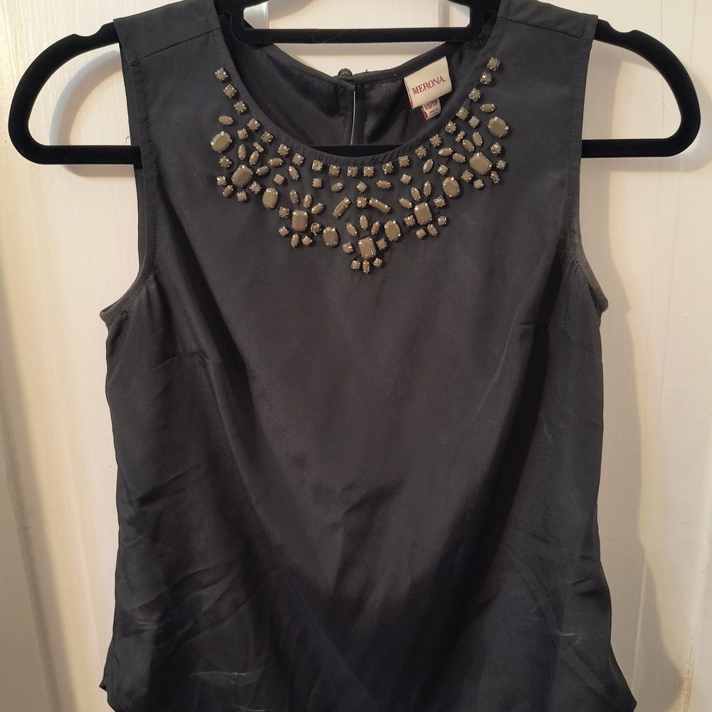 Merona Black Embellished Sleeveless Blouse